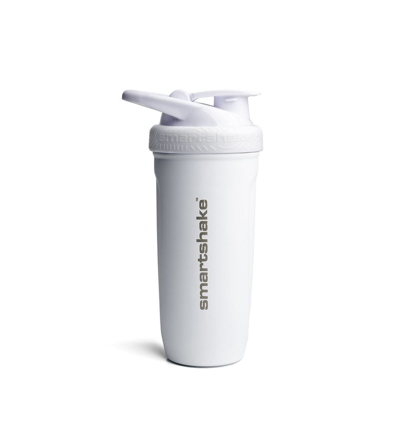 Smartshake Reforce Stainless Steel Protein Shaker Bottle Non Insulated Unisex Gym Bottle Metal Shaker Bottles 900 ml 30 oz Leakproof ScrewOn Lid DEHP BPA Free White